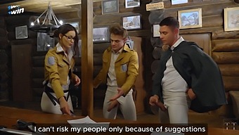 Hange Gets Pounded By Erwin And Levi In A Steamy Office Tryst